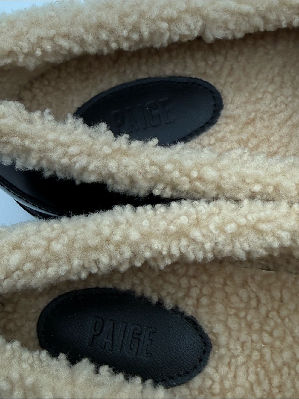 PAIGE Ellis Penny Loafers Black Leather Shearling Lined Lug Sole Slip-On Shoes - Picture 12 of 16